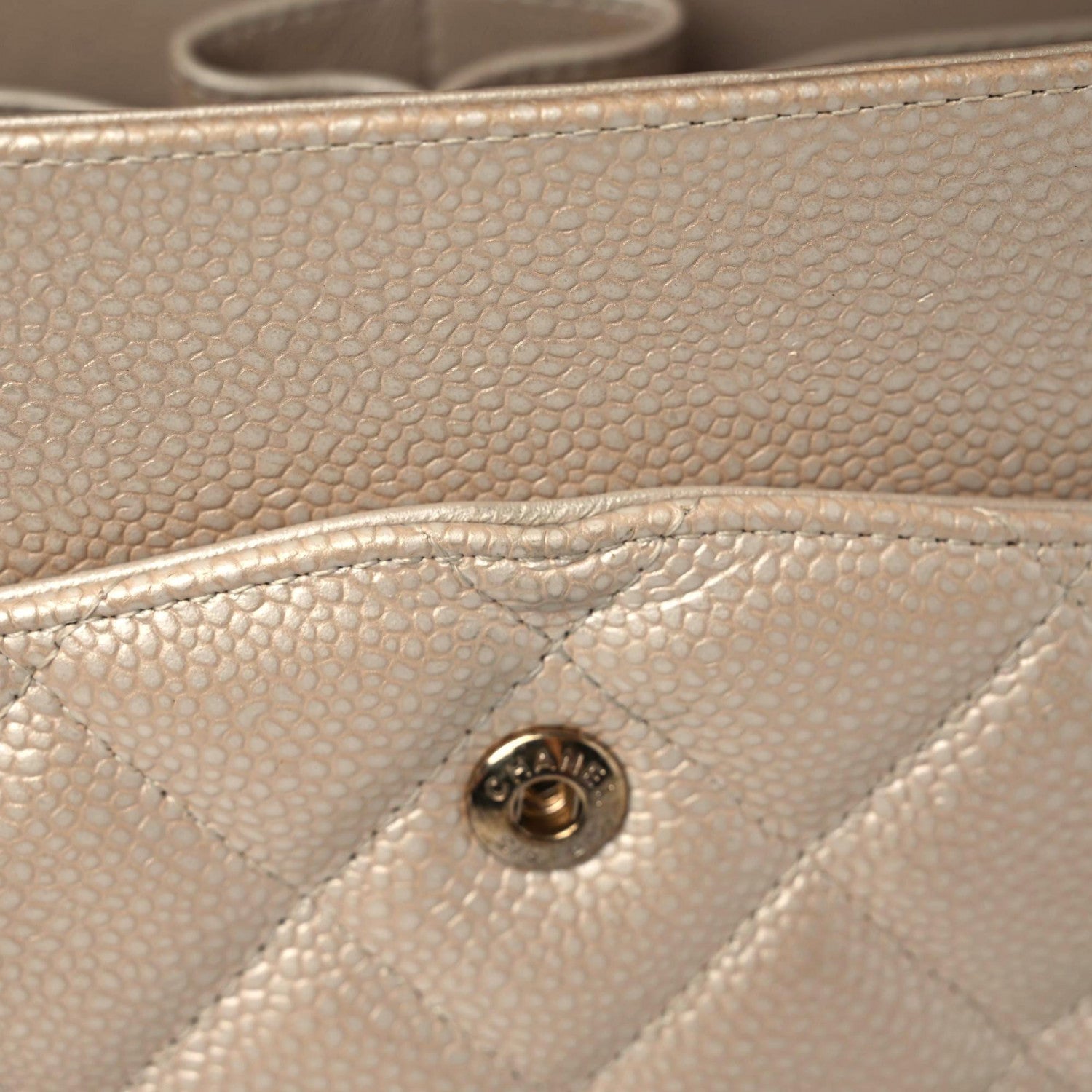 Chanel Iridescent Caviar Quilted Jumbo Double Flap Beige 12 of 16