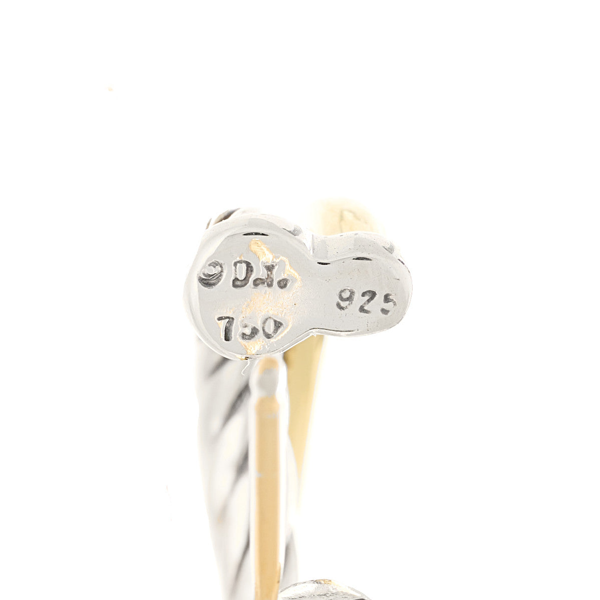 David Yurman Sterling Silver 18K Yellow Gold 17mm Crossover Cable Hoop Earrings 4 of 4