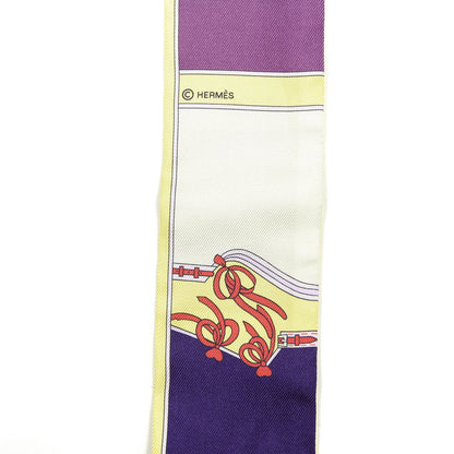 Hermes Silk Camails Twilly Jaune Vif Encre Parme 3 of 5