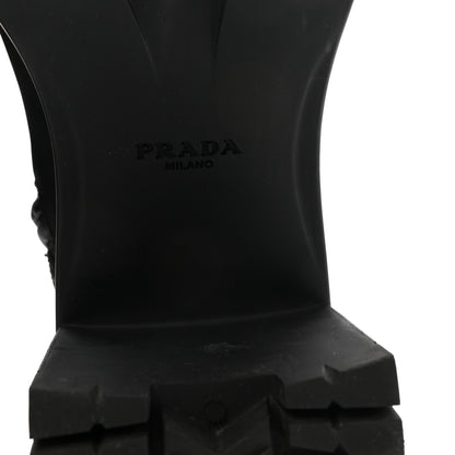 Prada Spazzolato Re-Nylon Metal Triangle Logo Lace Up 55mm Ankle Boots 38.5 Black 7 of 9