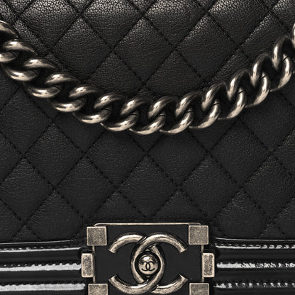 Chanel Goatskin Quilted Patent Medium Duo Boy Flap Black 8 of 10