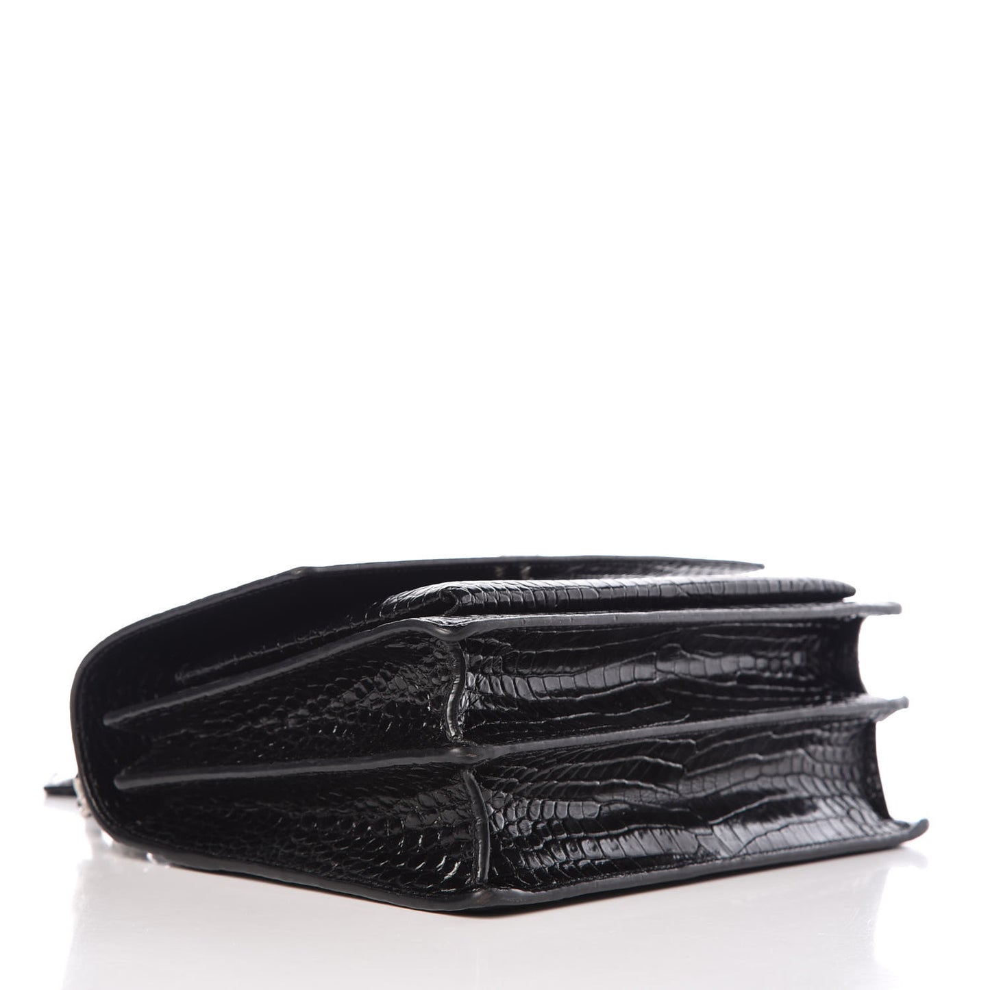Calfskin Crocodile Embossed Medium Monogram Sunset Black