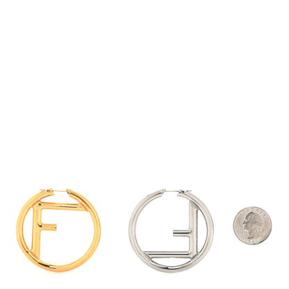Fendi Metal FF Hoop Earrings Gold Silver 2 of 4
