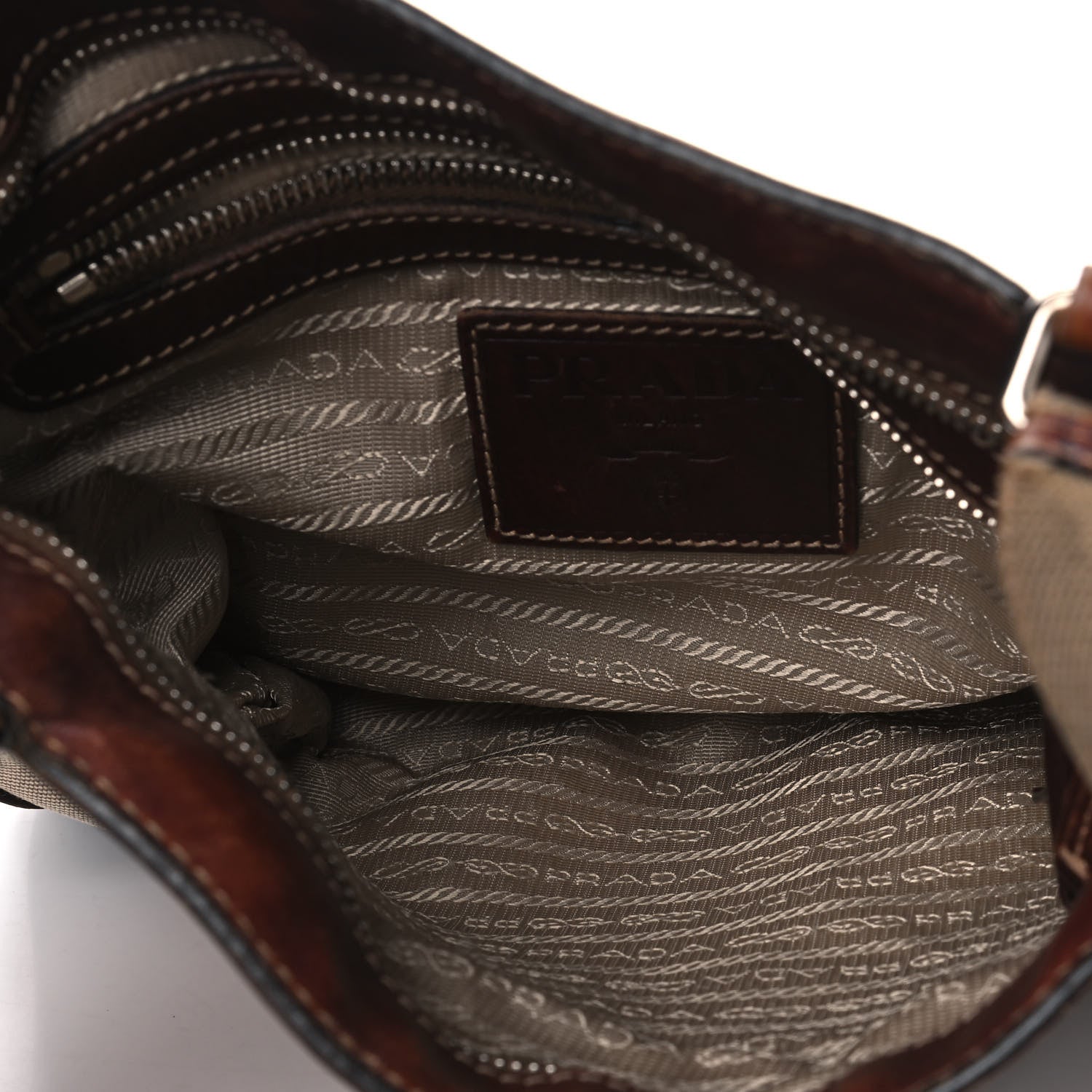 Prada Jacquard Logo Small Flat Messenger Bag Corda Bruciato 4 of 13