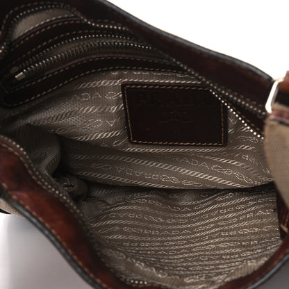 Prada Jacquard Logo Small Flat Messenger Bag Corda Bruciato 4 of 13