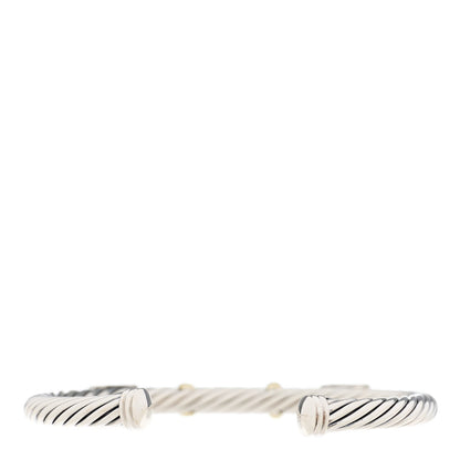 David Yurman Sterling Silver 14K Yellow Gold Citrine Peridot Turquoise 5mm Cable Renaissance Cuff Bracelet 3 of 3