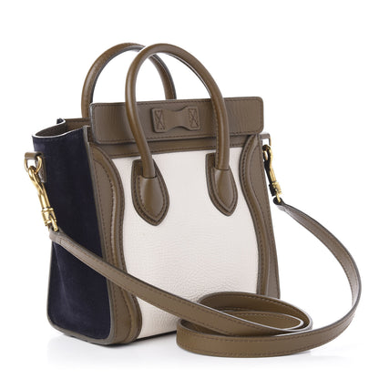 Celine Calfskin Suede Nano Tri-Color Luggage Cream 4 of 12