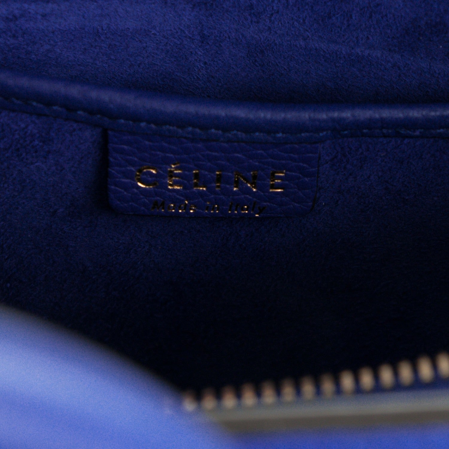 Celine Drummed Calfskin Nano Luggage Indigo 7 of 9