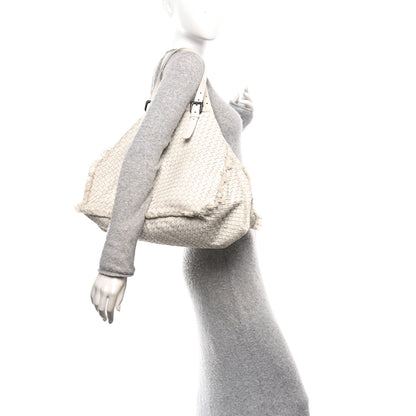 Bottega Veneta Nappa Intrecciato Canvas Fringe Maltinto Tote White 2 of 18