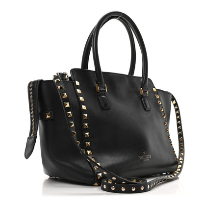 Valentino Garavani Vitello Small Rockstud Double Handle Tote Black 3 of 9
