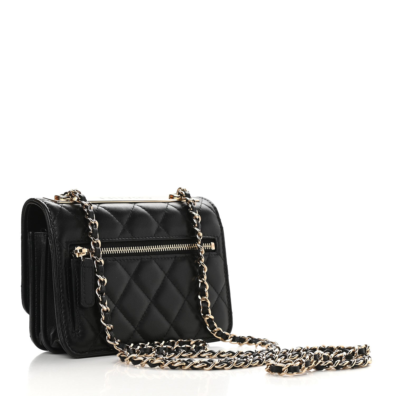 Chanel Lambskin Quilted Mini Trendy CC Wallet On Chain WOC Black 3 of 9