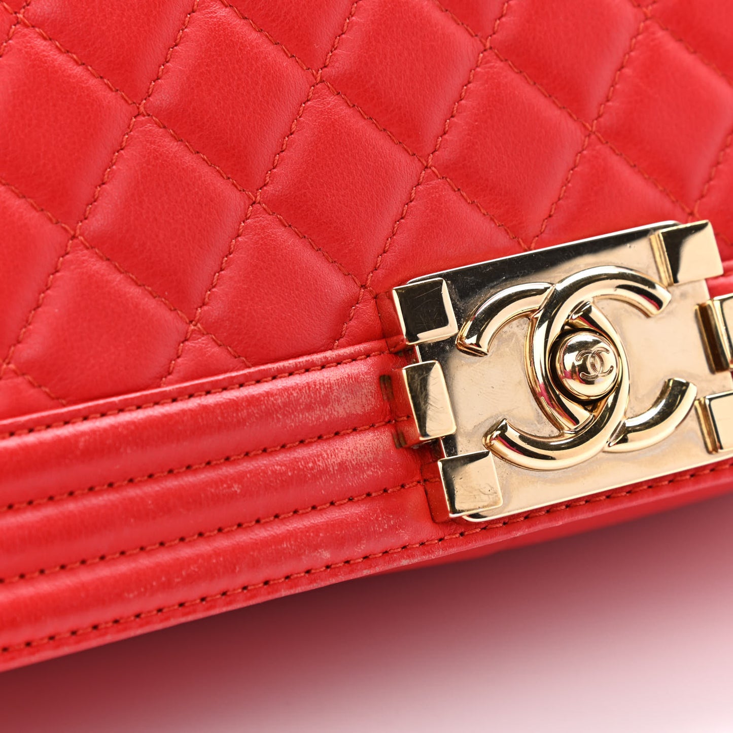 Calfskin Quilted Medium Boy Flap Red