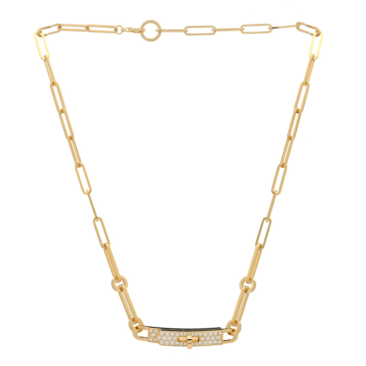 18K Yellow Gold Diamond Pave Kelly Chaine Choker Necklace