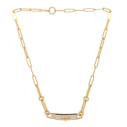 Hermes 18K Yellow Gold Diamond Pave Kelly Chaine Choker Necklace 3 of 6