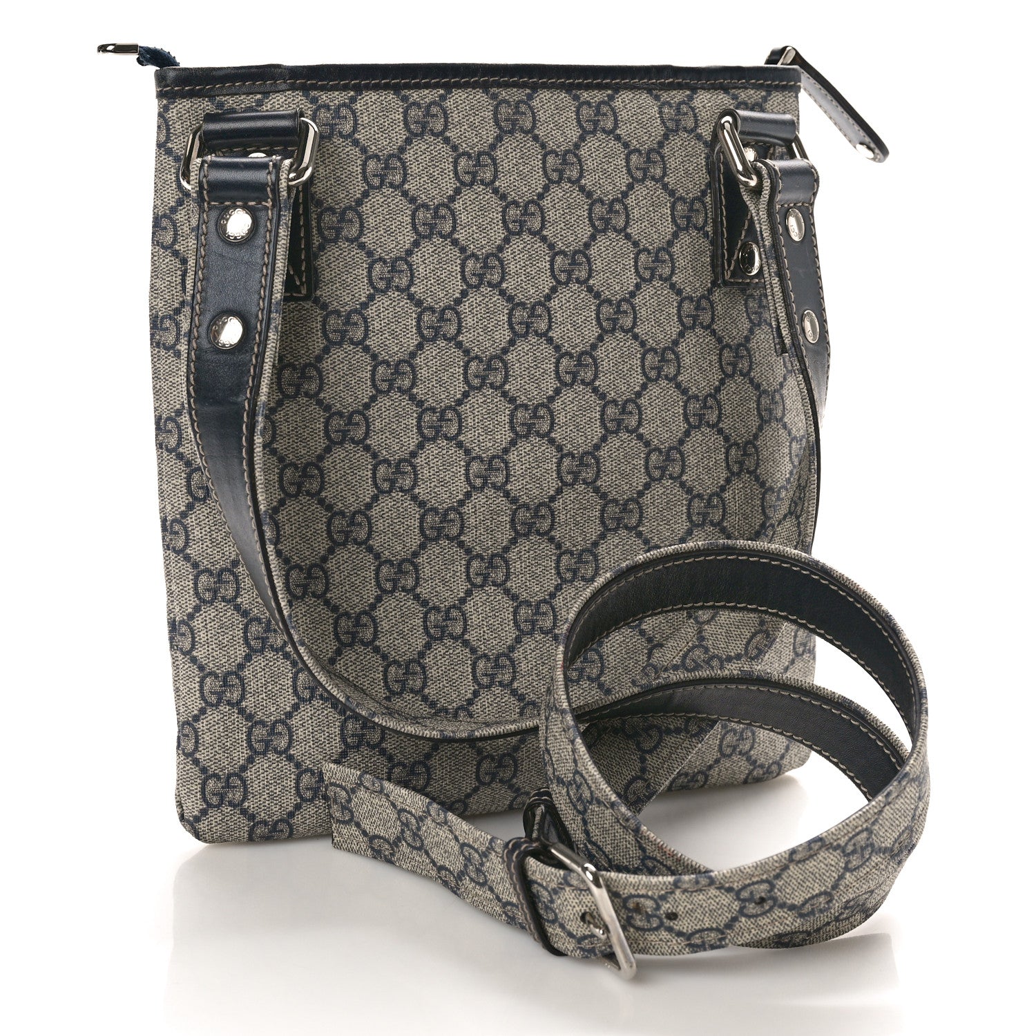 Gucci GG Plus Monogram Signature Web Loop Messenger Blue 3 of 10