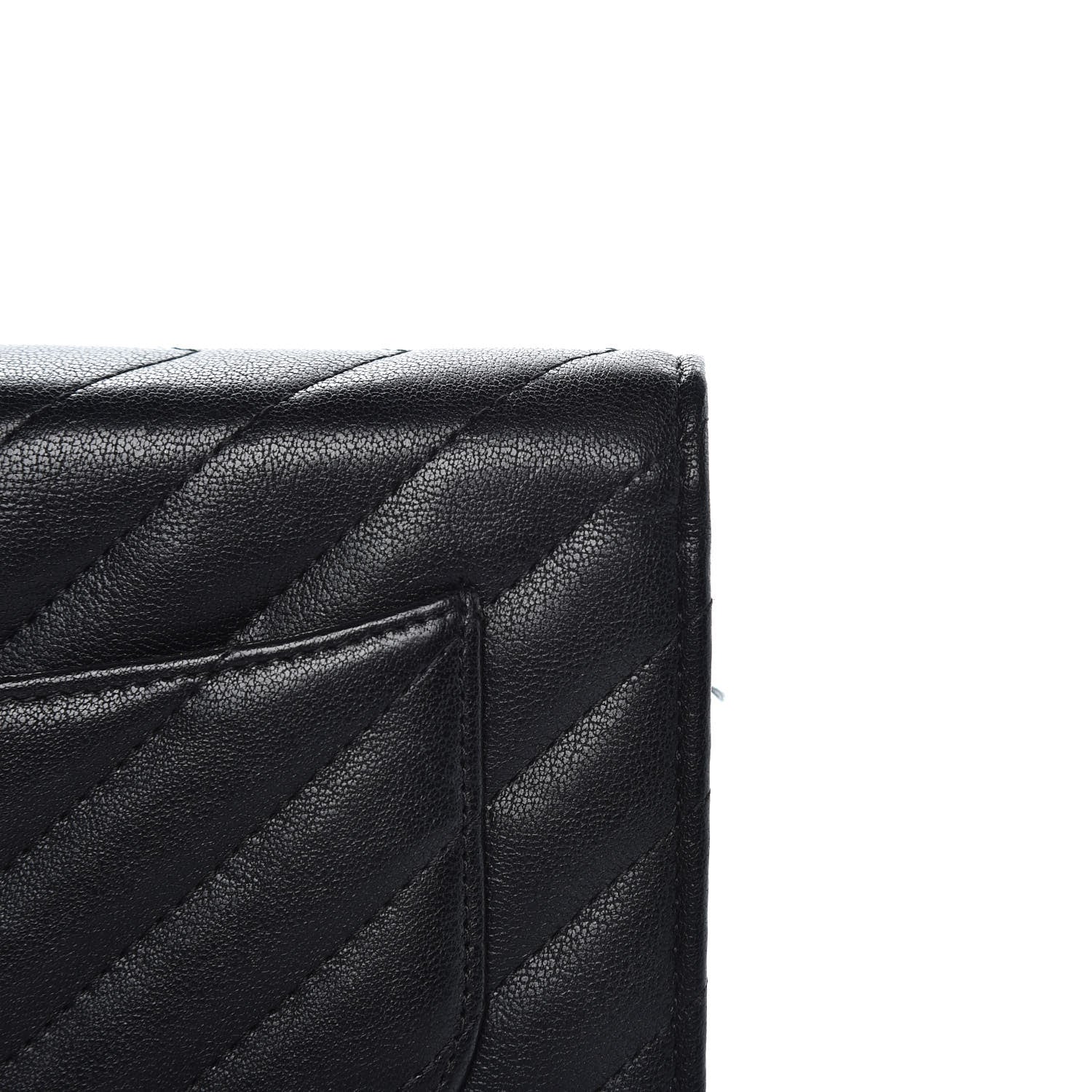 Chanel Sheepskin Chevron Reissue Wallet On Chain WOC So Black 8 of 15