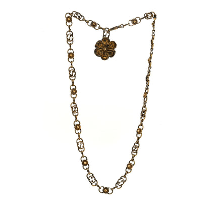Gucci Metal GG Flower Chain Necklace Aged Gold 3 of 5
