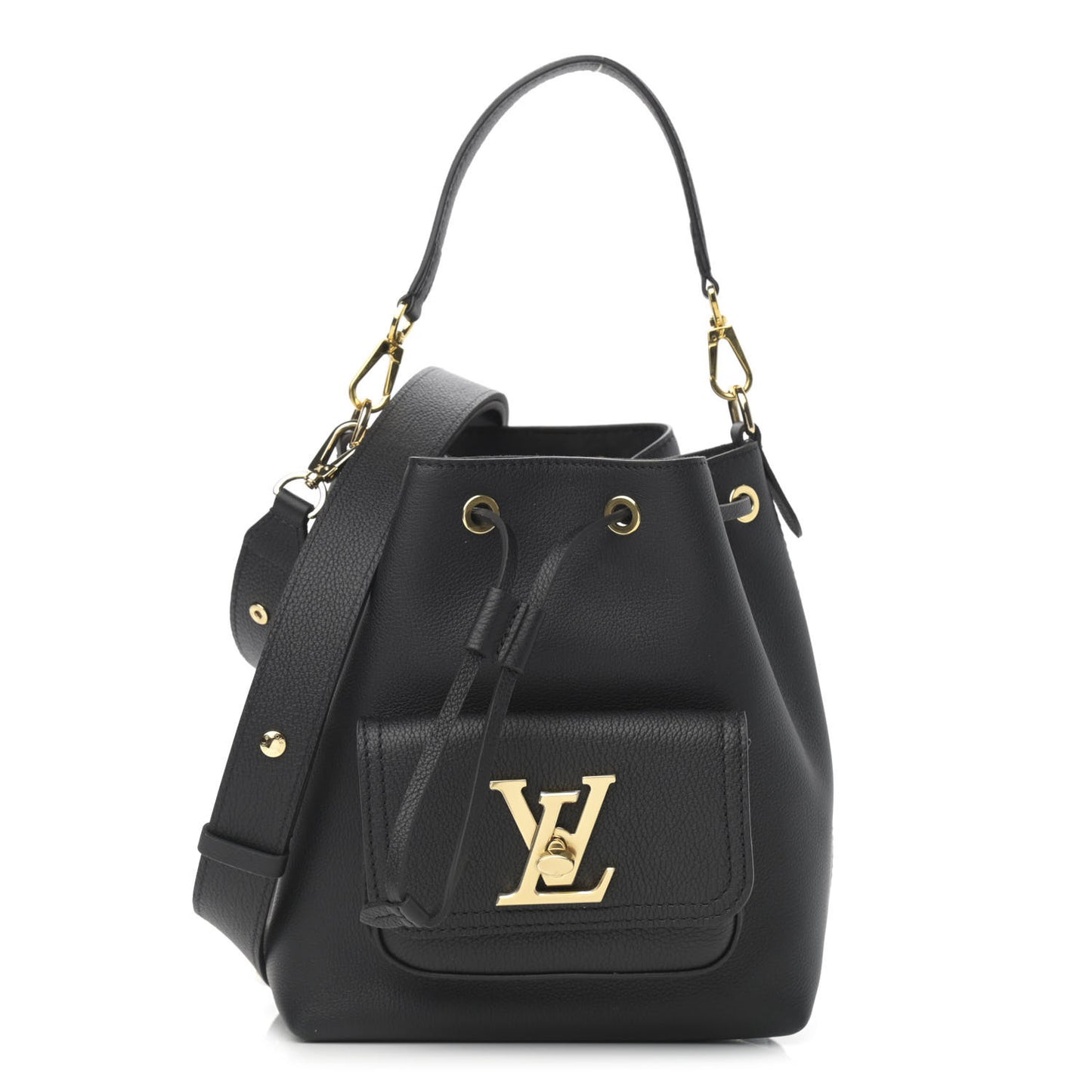 Calfskin Lockme Bucket MM Black