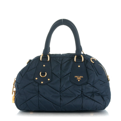 Prada Tessuto Nylon Chevron Quilted Small Dome Satchel Blue 1 of 7