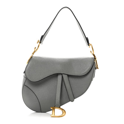 Christian Dior Grained Calfskin Saddle Bag Grey Stone 1 of 10