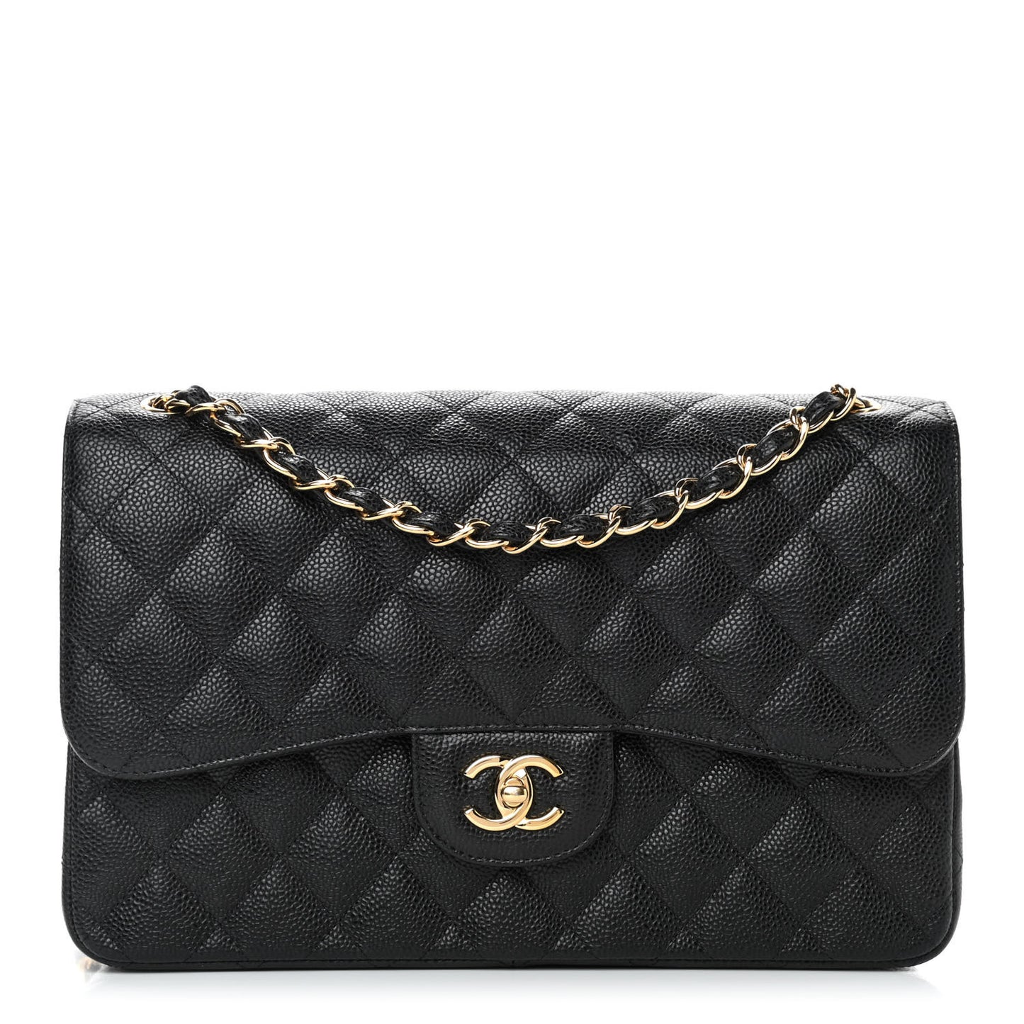 Caviar Quilted Jumbo Double Flap Black