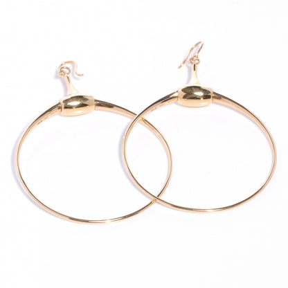 Gucci 18K Yellow Gold Horsebit Drop Hoop Earrings 1 of 4