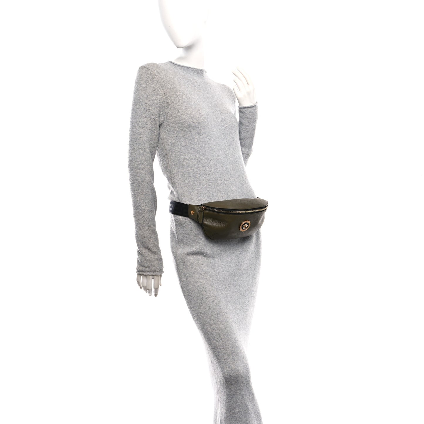Grainy Calfskin Medea Belt Bag Khaki