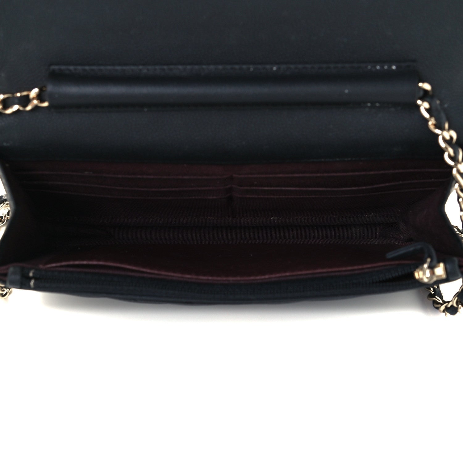 Chanel Caviar Chevron Quilted Wallet On Chain WOC Black 5 of 10