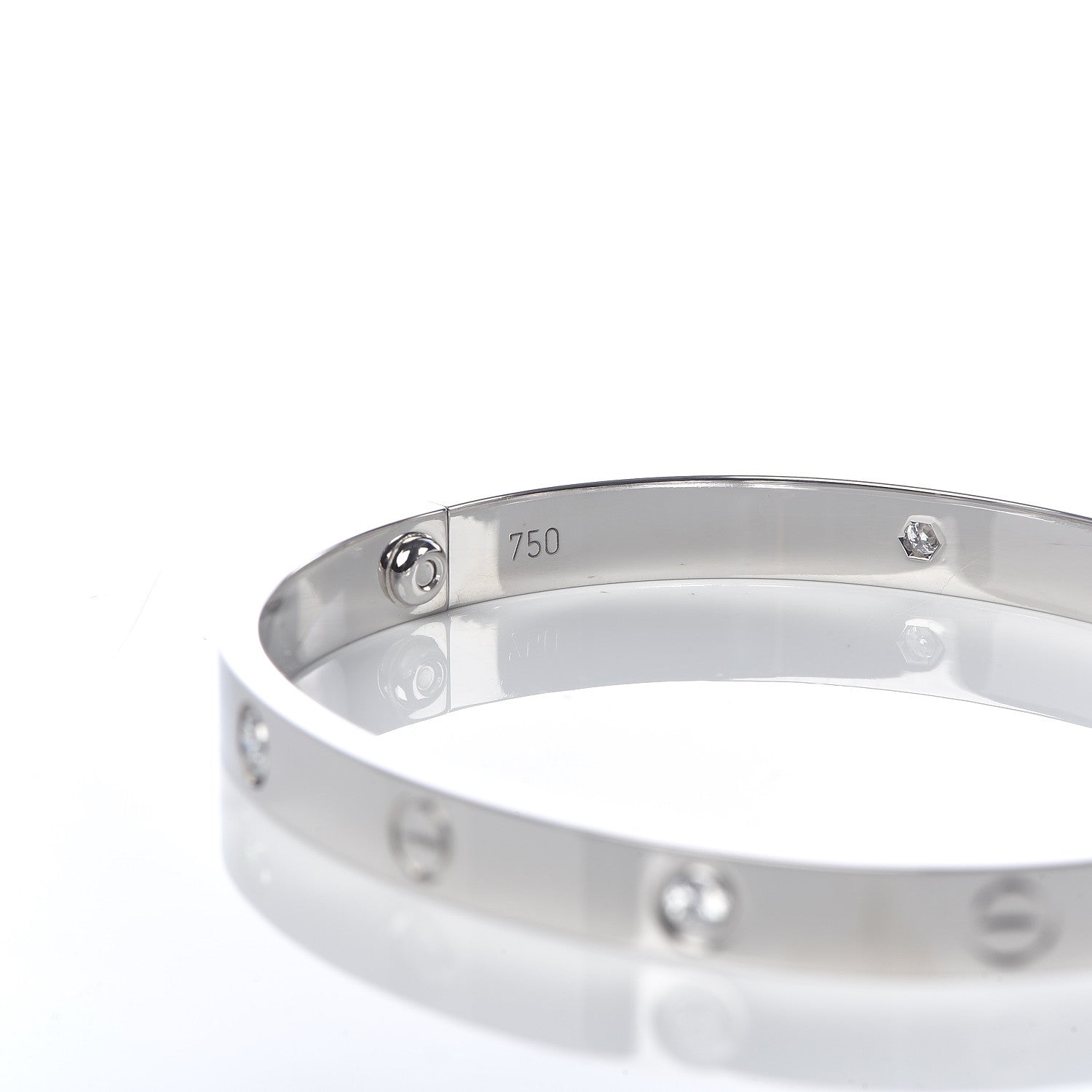 Cartier 18K White Gold 4 Diamond LOVE Bracelet 19 5 of 7