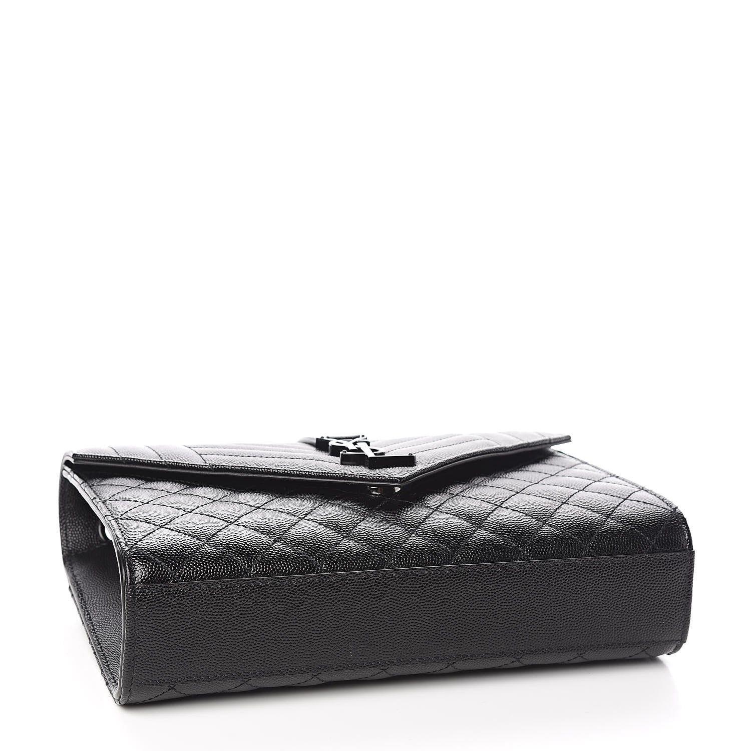 Saint Laurent Grain De Poudre Textured Mixed Matelasse Triquilt Medium Monogram Satchel Black 4 of 9