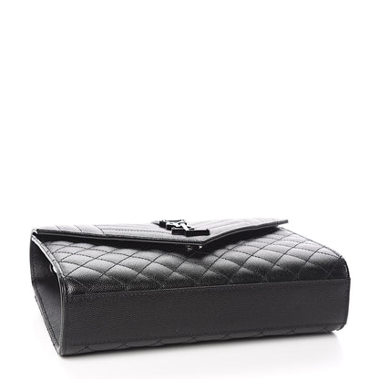 Saint Laurent Grain De Poudre Textured Mixed Matelasse Triquilt Medium Monogram Satchel Black 4 of 9