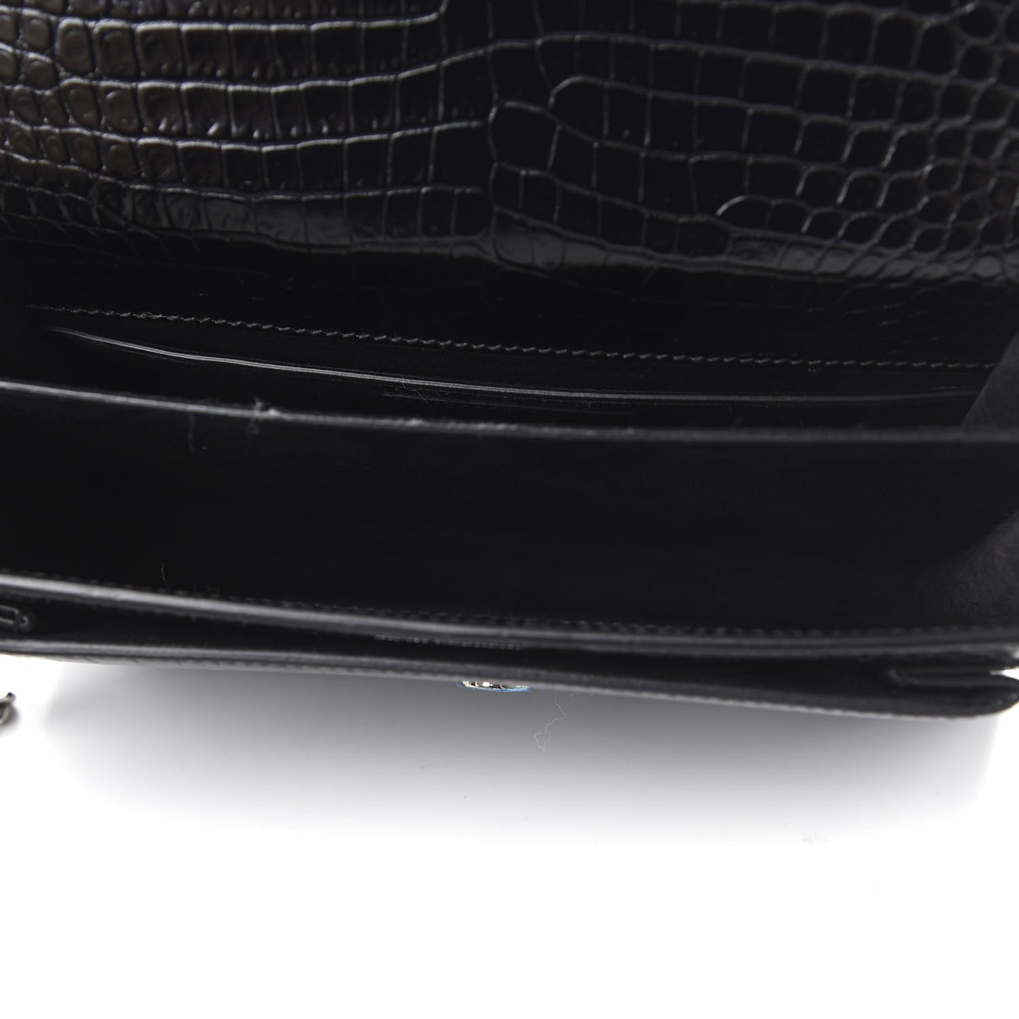 Calfskin Crocodile Embossed Medium Monogram Sunset Black