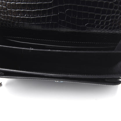 Saint Laurent Calfskin Crocodile Embossed Medium Monogram Sunset Black 5 of 11
