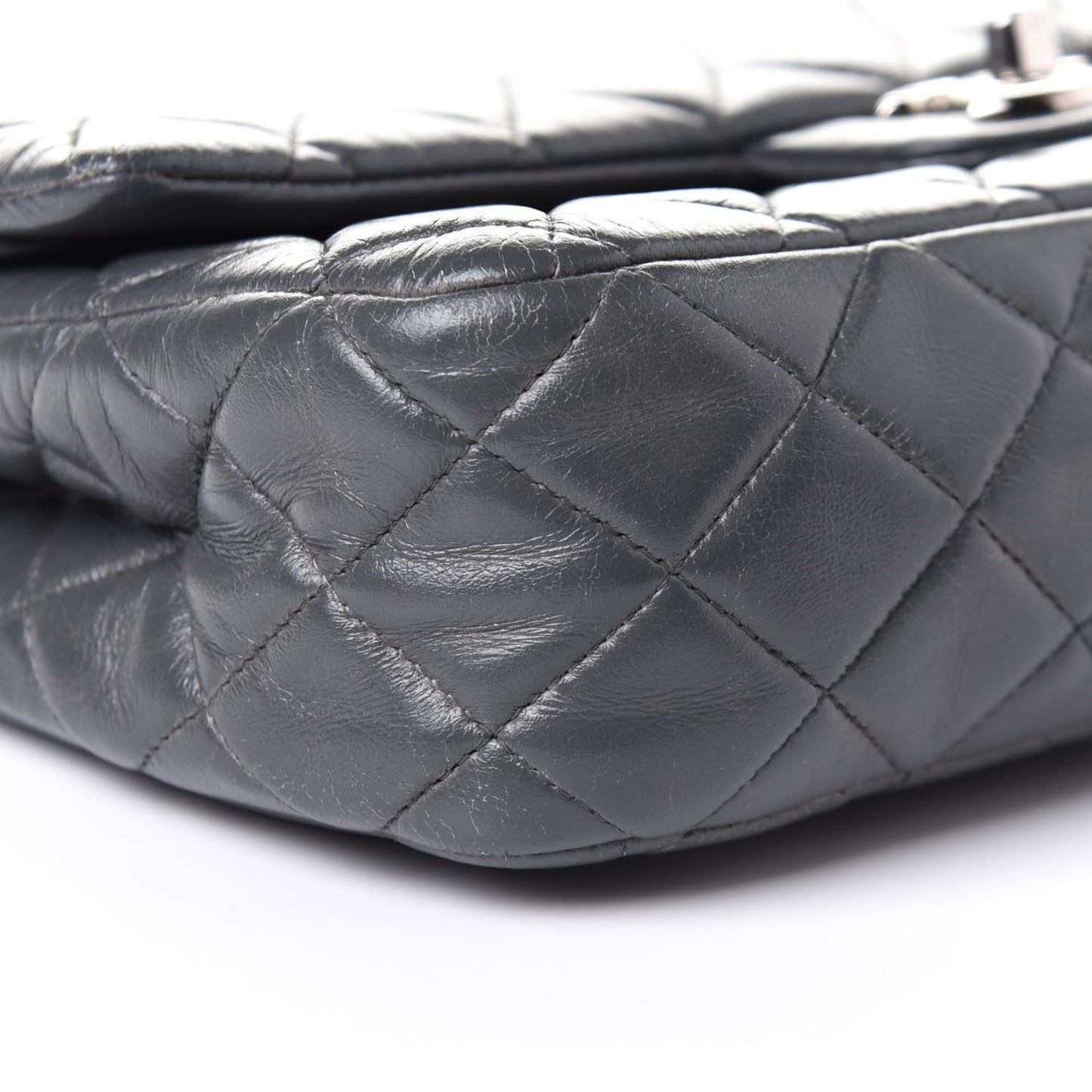Lambskin Quilted Medium Double Flap Dark Grey