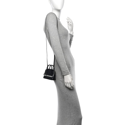 Balenciaga Shiny Calfskin Logo Crocodile Embossed Mini Ville Top Handle Bag Black 2 of 11