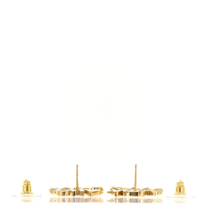 Chanel Crystal Heart Cha-Nel Logo Earrings Gold 3 of 5
