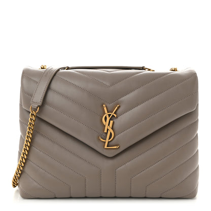 Saint Laurent Calfskin Y Quilted Monogram Medium Loulou Chain Satchel Dark Beige 1 of 11