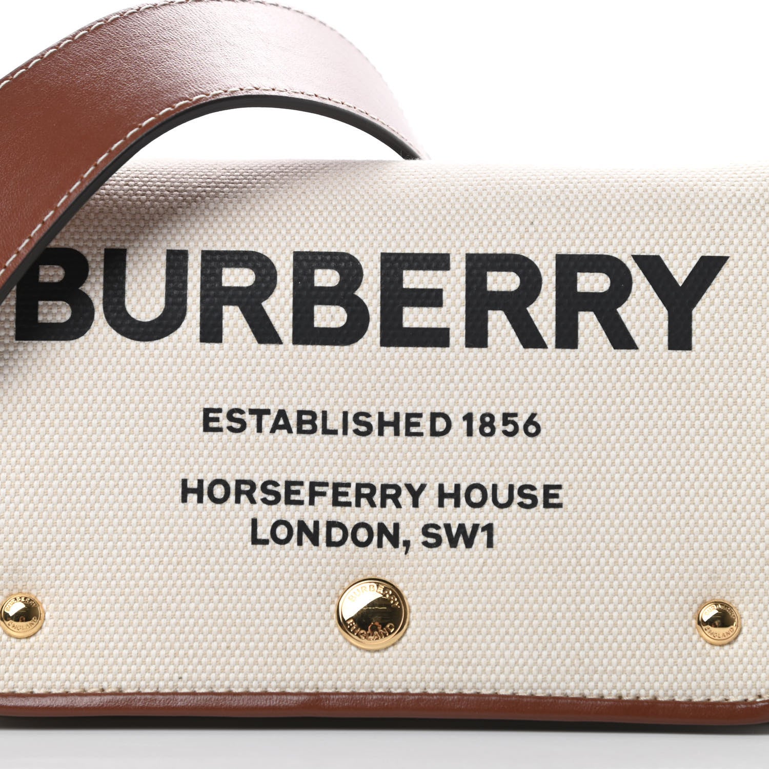 Burberry Cotton Canvas Horseferry Print Small Crossbody Bag White Tan 8 of 12
