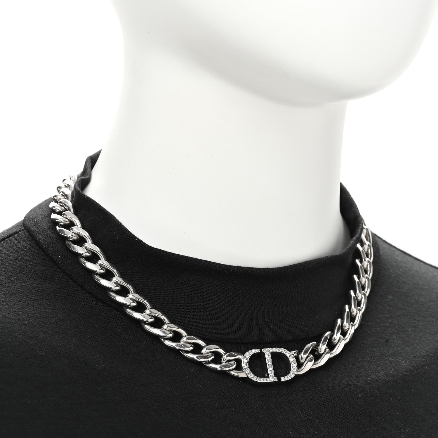 Christian Dior Metal Crystal 30 Montaigne Necklace Silver 2 of 6