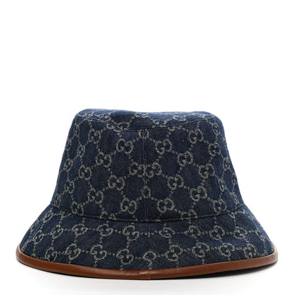 Gucci Washed Jacquard Denim Nappa GG Monogram Oscar Bucket Hat M Denim Cuir 5 of 11