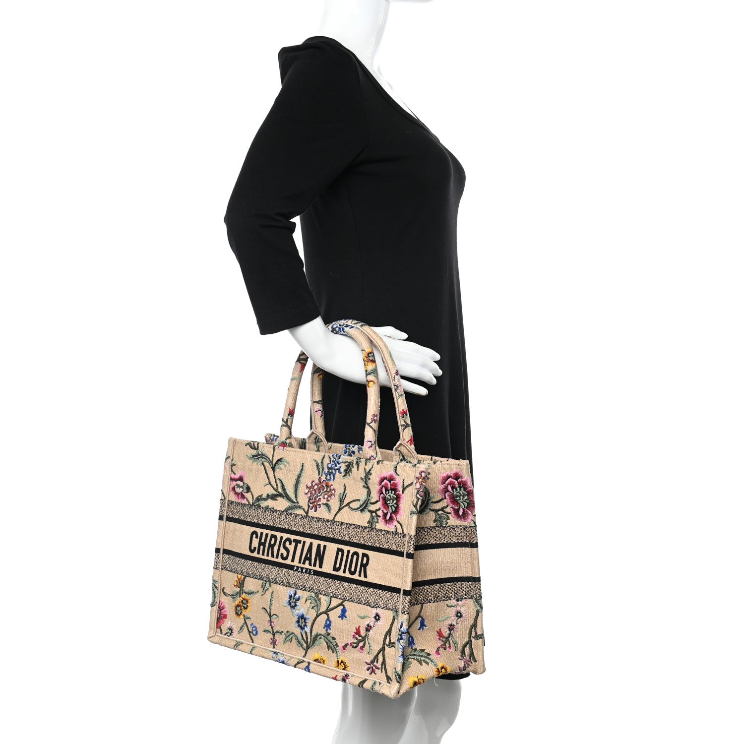 Christian Dior Raffia Embroidered Petites Fleurs Medium Book Tote Natural 2 of 10