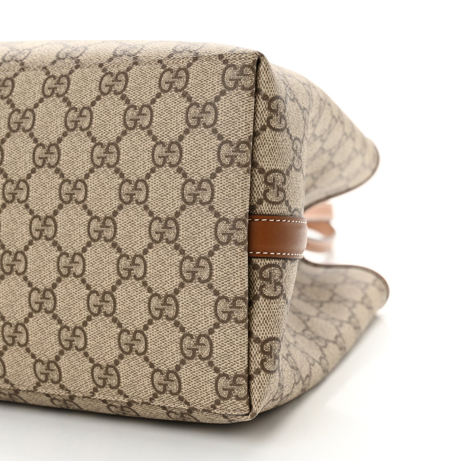 Gucci GG Supreme Monogram Emblem Large Tote Bag Beige Dark Brown 10 of 11