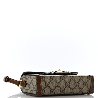 Gucci GG Supreme Monogram Mini Horsebit 1955 Shoulder Bag Beige Brown Sugar 4 of 12