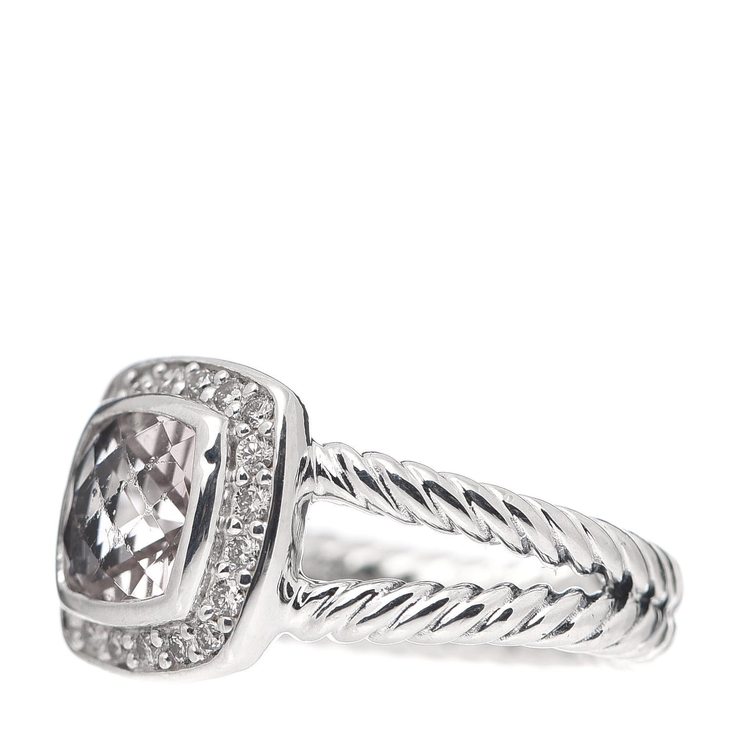 Sterling Silver Diamond Morganite 7mm Petite Albion Ring 49 4.75