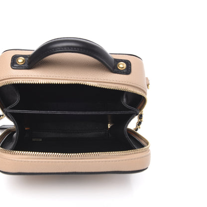 Chanel Caviar Quilted Small CC Filigree Vanity Case Beige Black 5 of 12