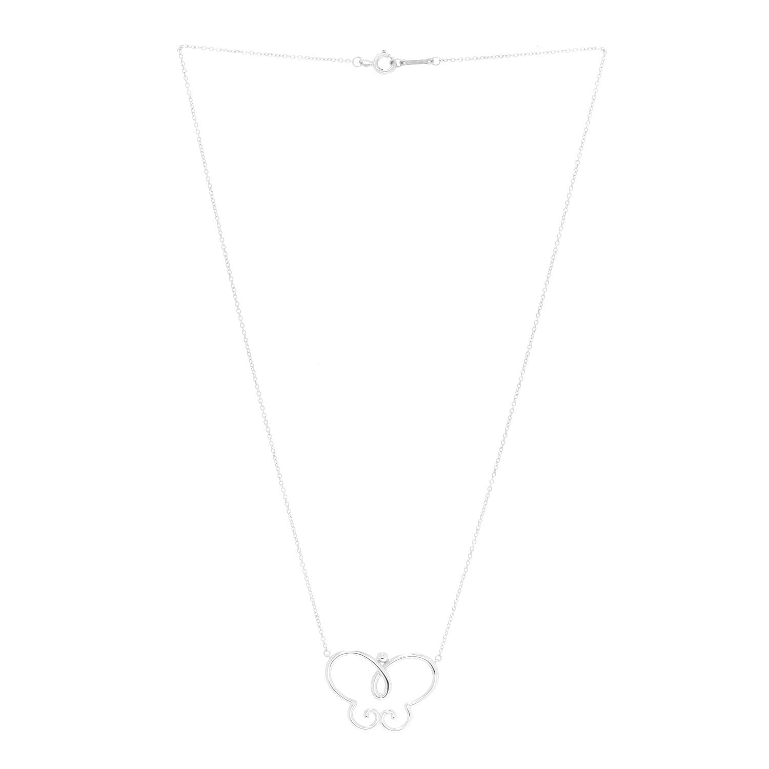 Tiffany Sterling Silver Paloma Picasso Butterfly Pendant Necklace 3 of 5