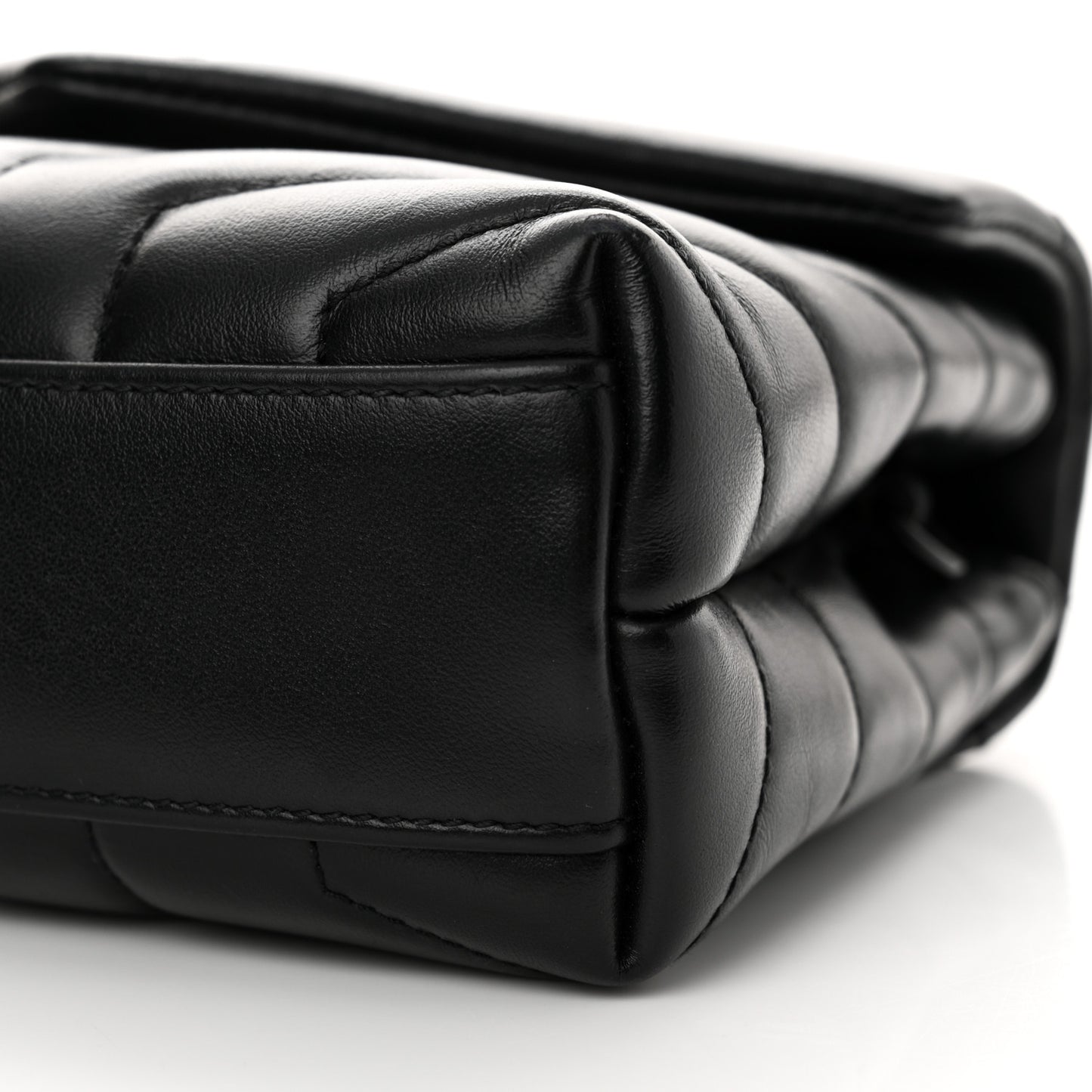 Calfskin Y Quilted Monogram Monochrome Toy Loulou Crossbody Bag Black