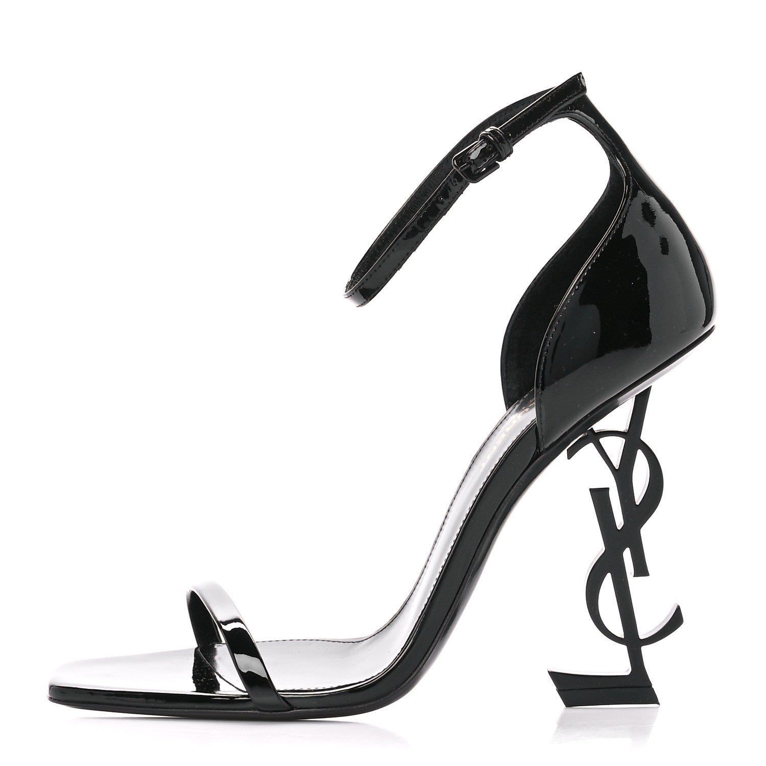 Saint Laurent Patent Calfskin Opyum 110 Sandals 38 Black 1 of 8