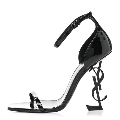 Saint Laurent Patent Calfskin Opyum 110 Sandals 38 Black 1 of 8