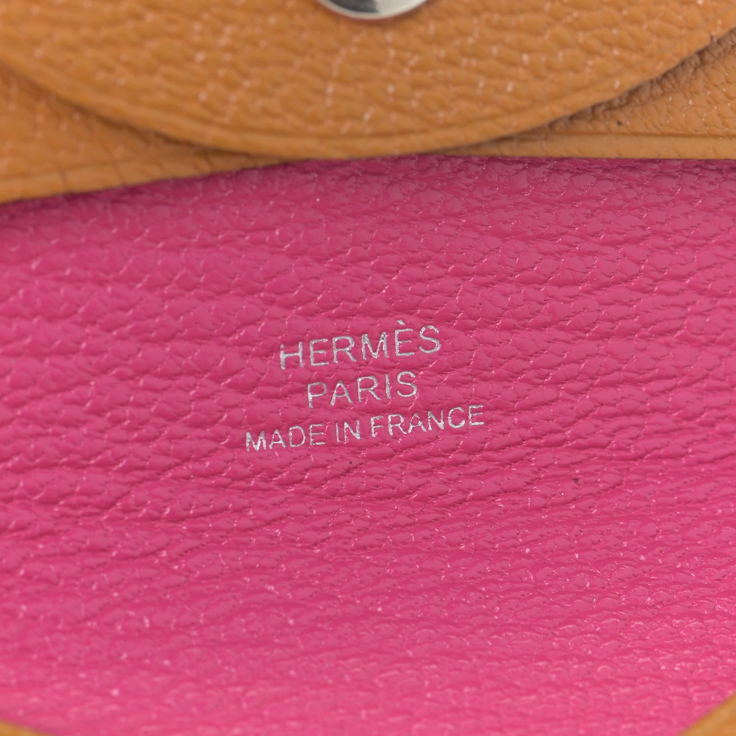 Hermes Chevre Mysore Bastia Verso Coin Purse Caramel Rose Shocking 6 of 11